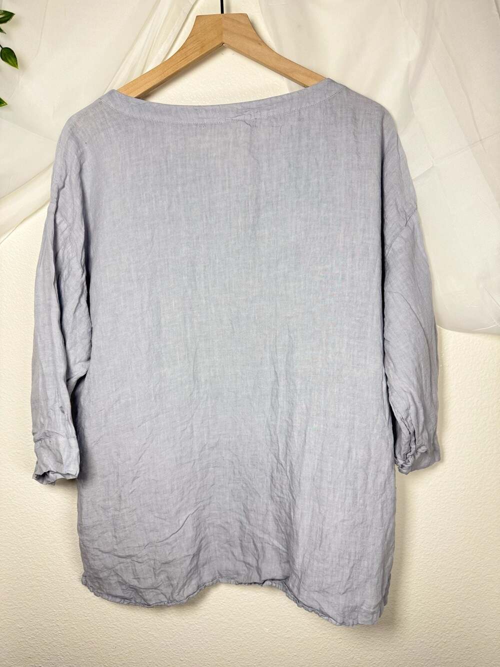 Eileen Fisher Organic Linen Blend Handkerchief Boxy Fit Oversized Tunic Blouse - Picture 3 of 6